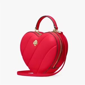 Kate Spade Love Shack Quilted 3d Heart Crossbody, Ruby Red